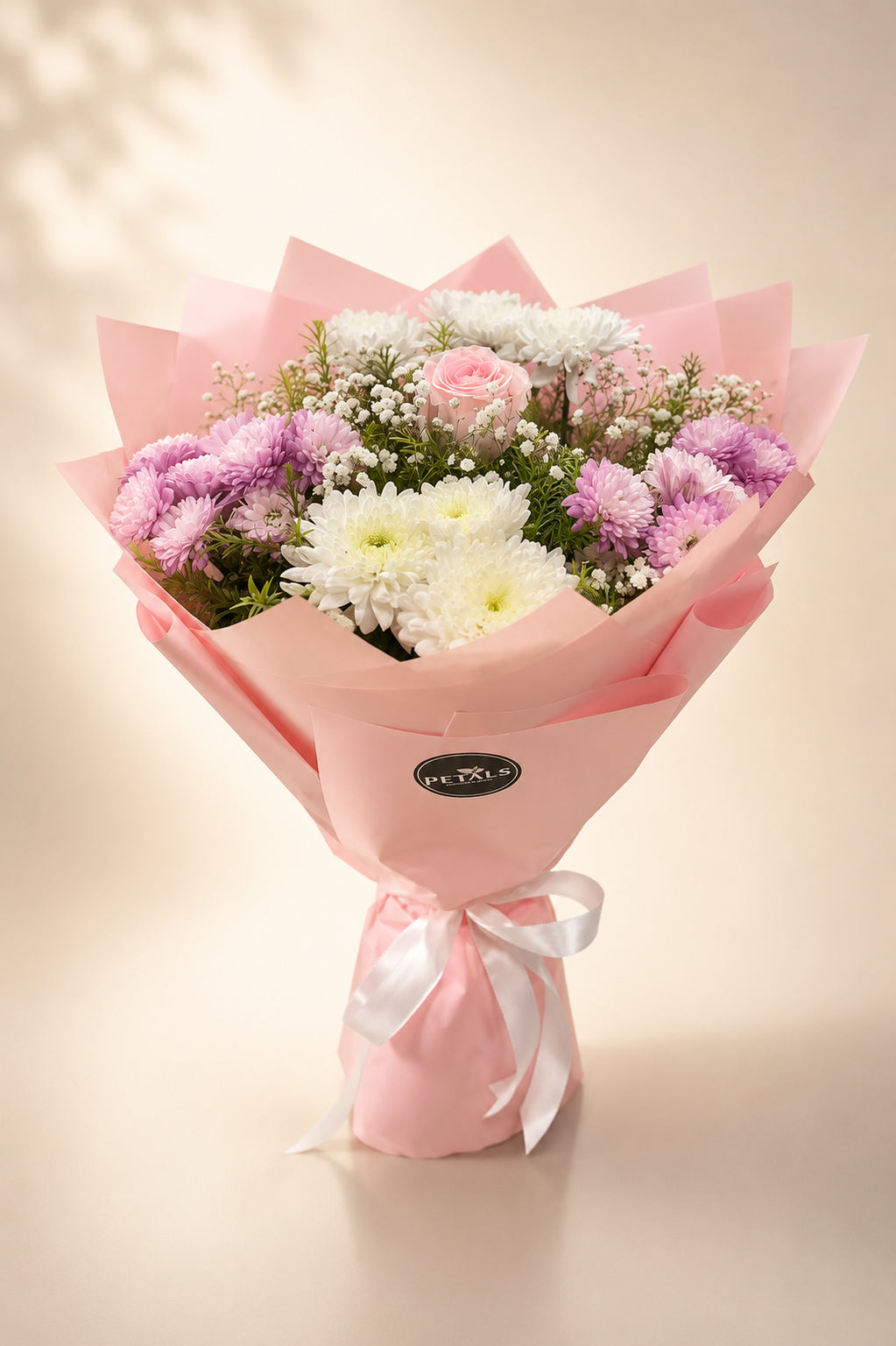 Wonders Of Pink pink and white mixed flower bouquet by Petals in Lahore